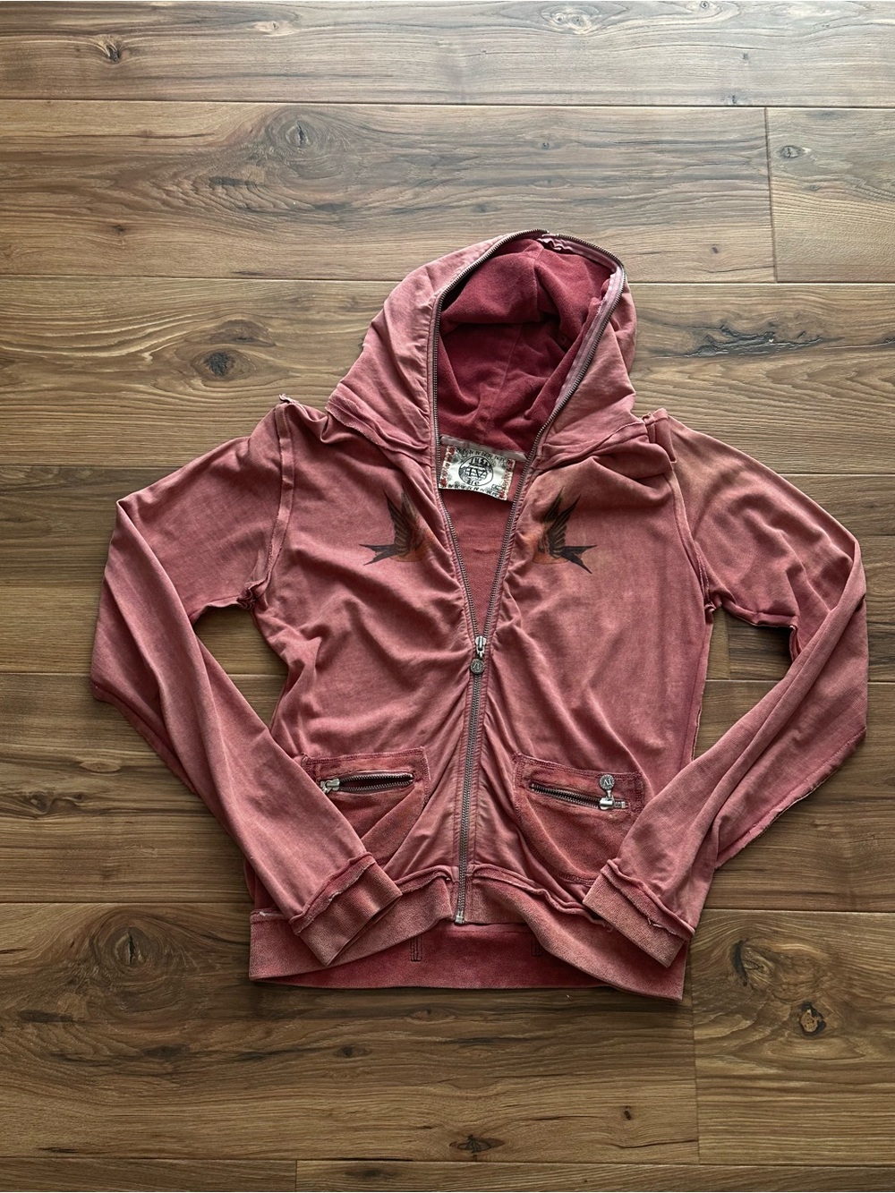 Just Me Dusty Rose Zip-Up Hoodie Jacket